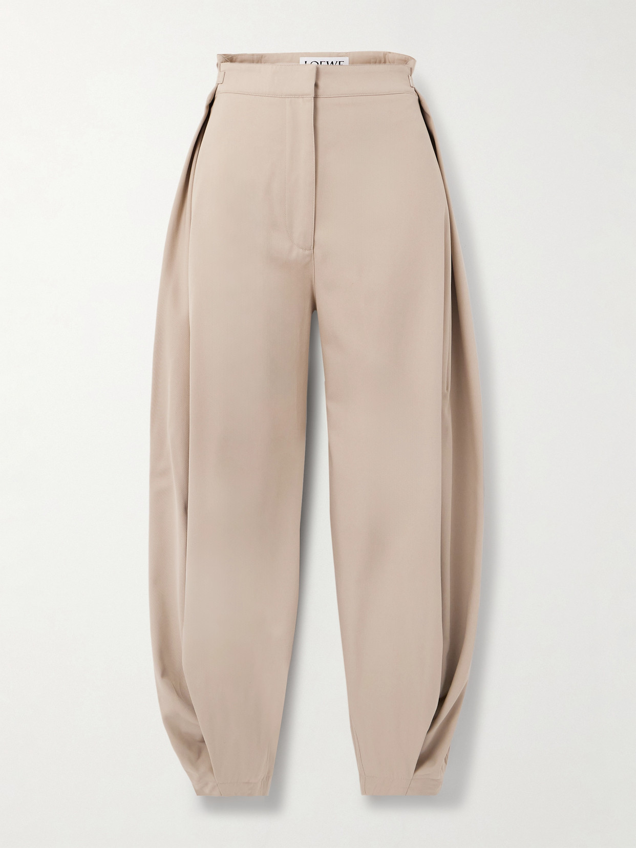 Loewe Cocoon Wide-leg Cotton And Silk-blend Twill Pants In Neutral