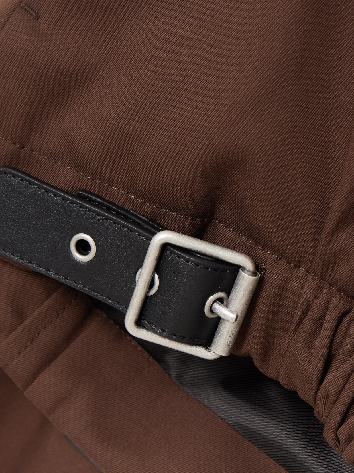 Loewe Leather-trimmed Cotton And Silk-blend Twill Bomber Jacket In Brown