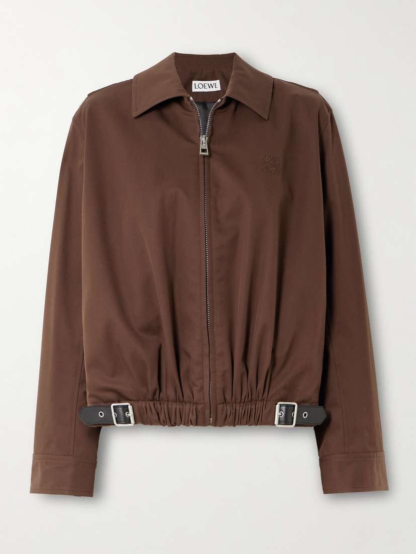 Loewe Leather-trimmed Cotton And Silk-blend Twill Bomber Jacket
