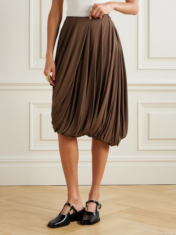 Loewe Asymmetric pleated gathered jersey skirt