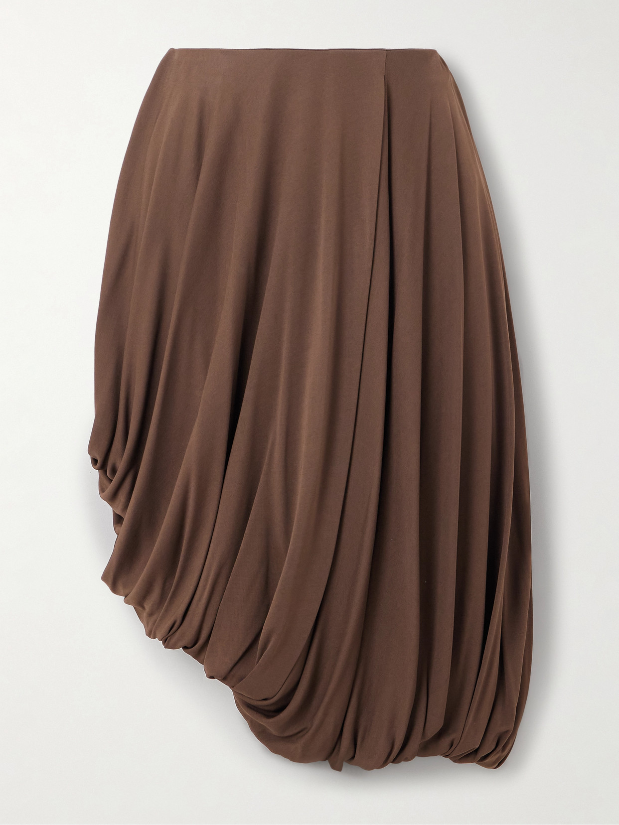 Asymmetric Pleated Gathered Jersey Skirt