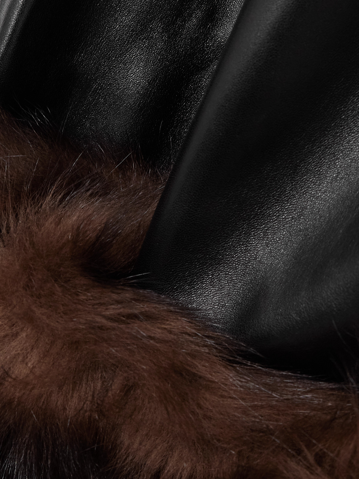 Loewe Convertible Cropped Shearling-trimmed Leather Wide-leg Pants In Black