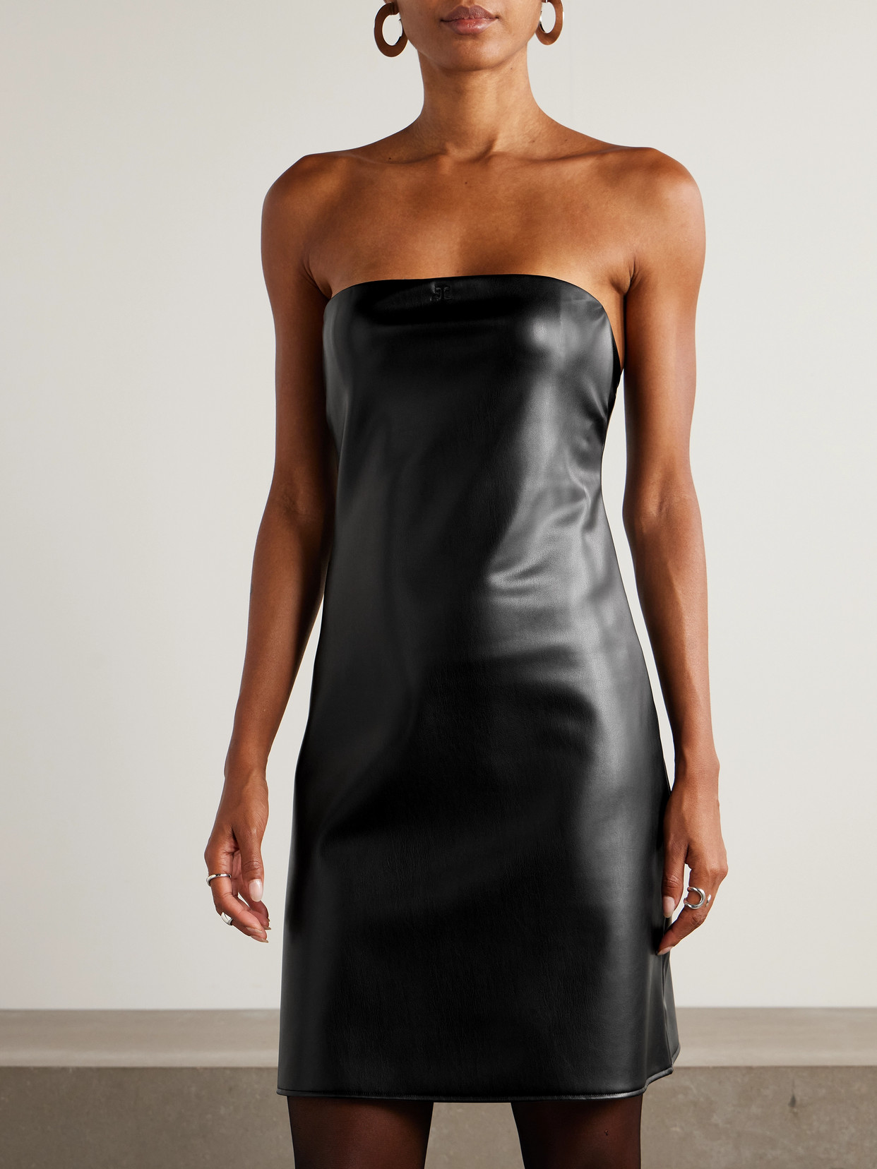 Courrèges Strapless Mini Dress With Back Strap Detail In Black