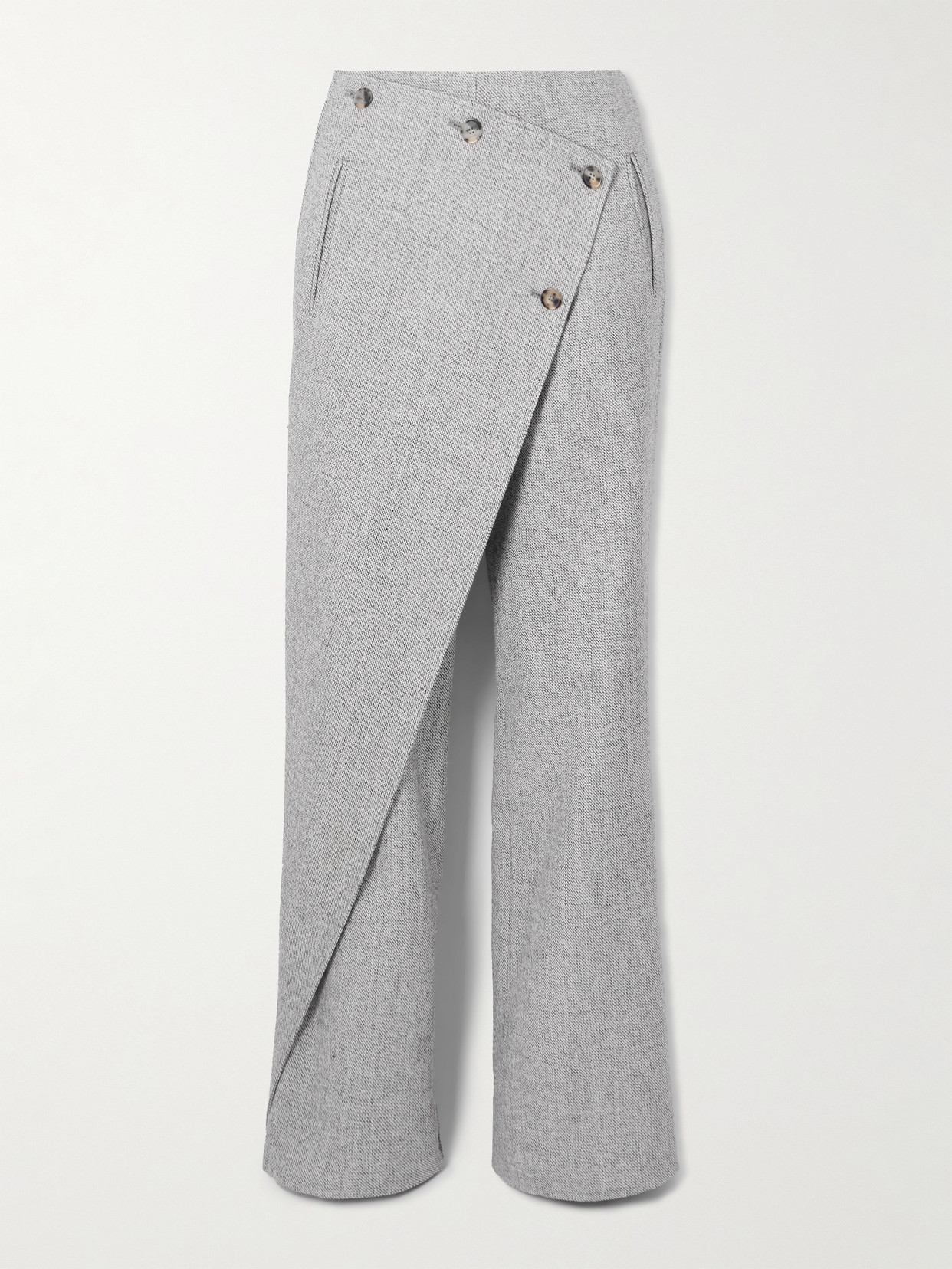 Courrèges Oblique Caviar Wool Straight-leg Pants In Gray