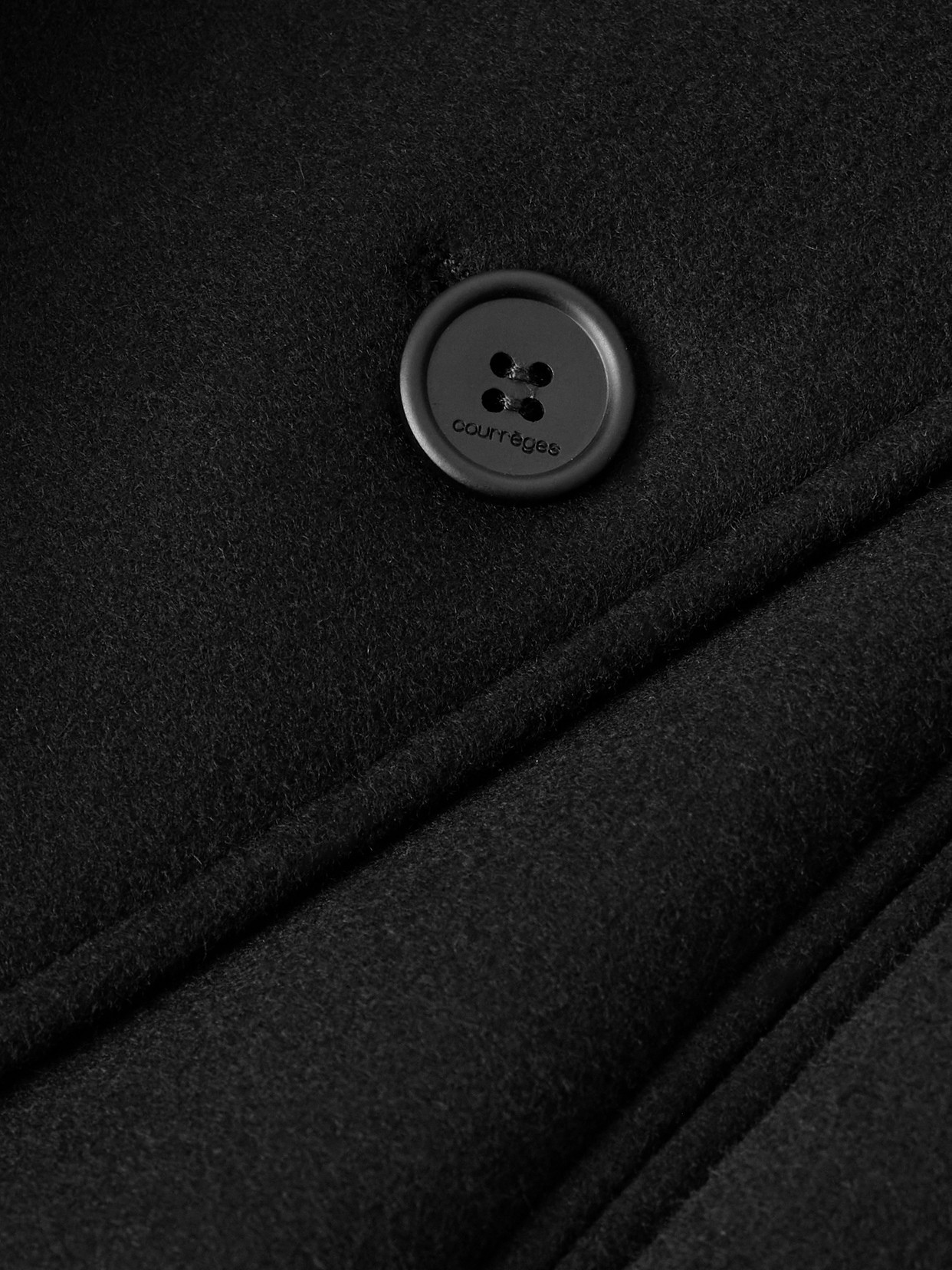 Courrèges Double-breasted Asymmetric Wool And Silk-blend Coat In Black