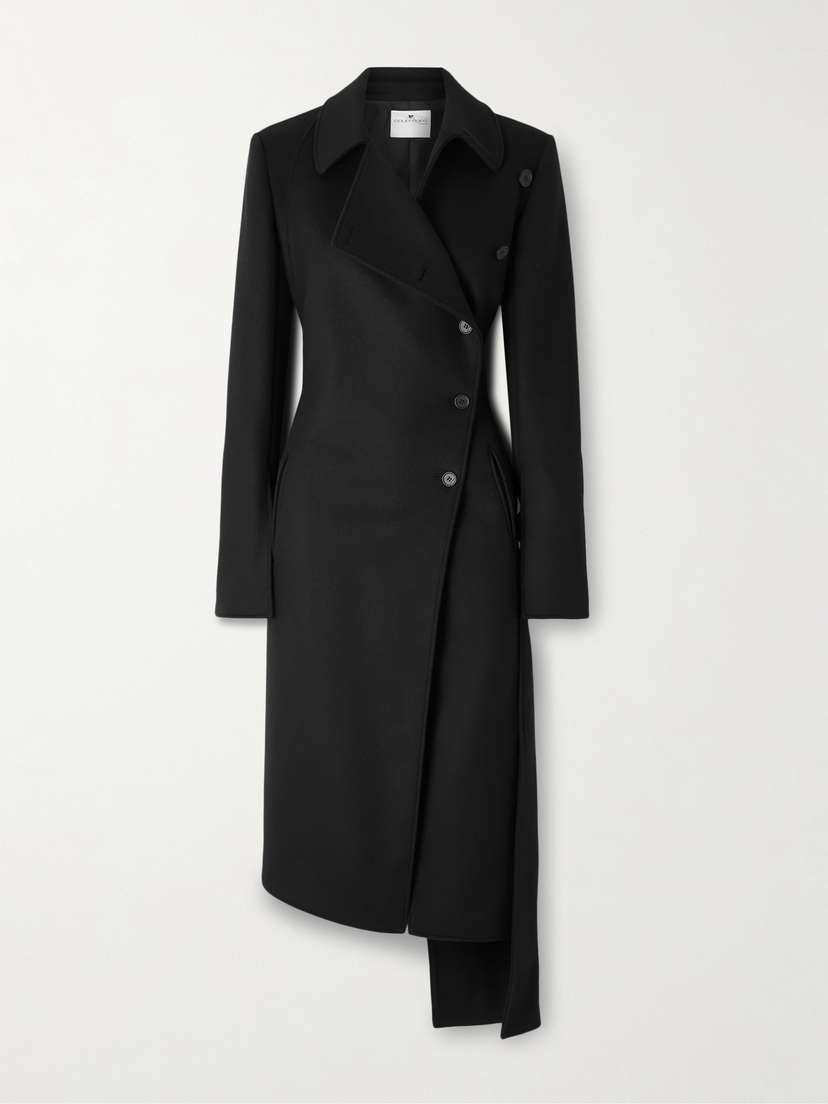 Courrèges Double-breasted Asymmetric Wool And Silk-blend Coat