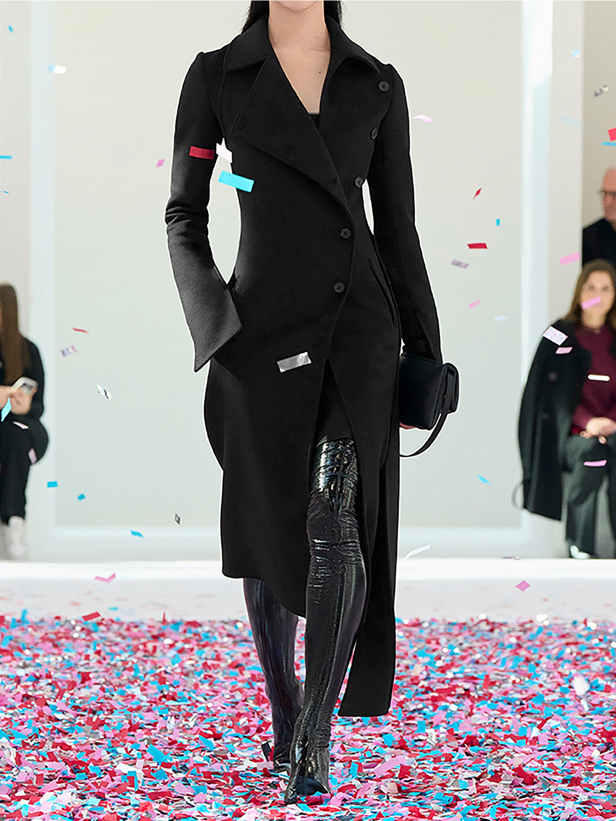 Courrèges Double-breasted Asymmetric Wool And Silk-blend Coat In Black