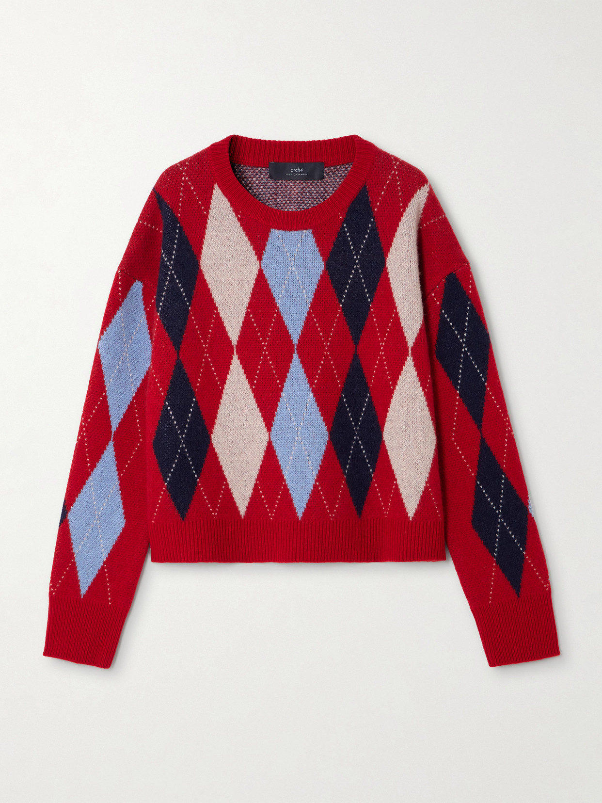 Arch4 Chapman Argyle Cashmere Sweater In Red