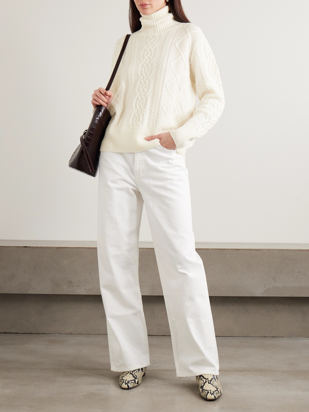 Patrizia Cable-Knit Cashmere Turtleneck Sweater
