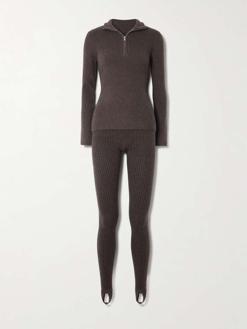 Arch4 Ella Ribbed Cashmere Half-zip Sweater And Leggings Ski Set