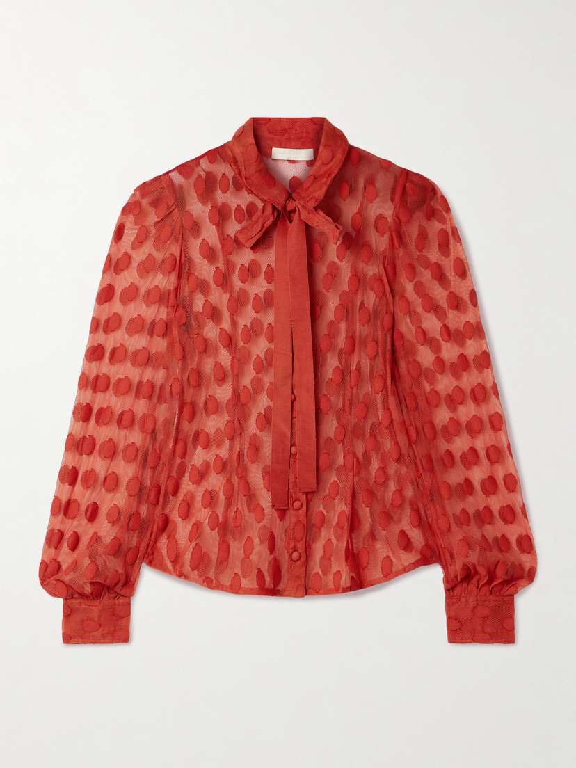 Ulla Johnson Soraya Tie-neck Fil Coupé Mesh Blouse