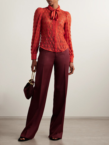 Ulla Johnson Soraya tie-neck fil coupé mesh blouse