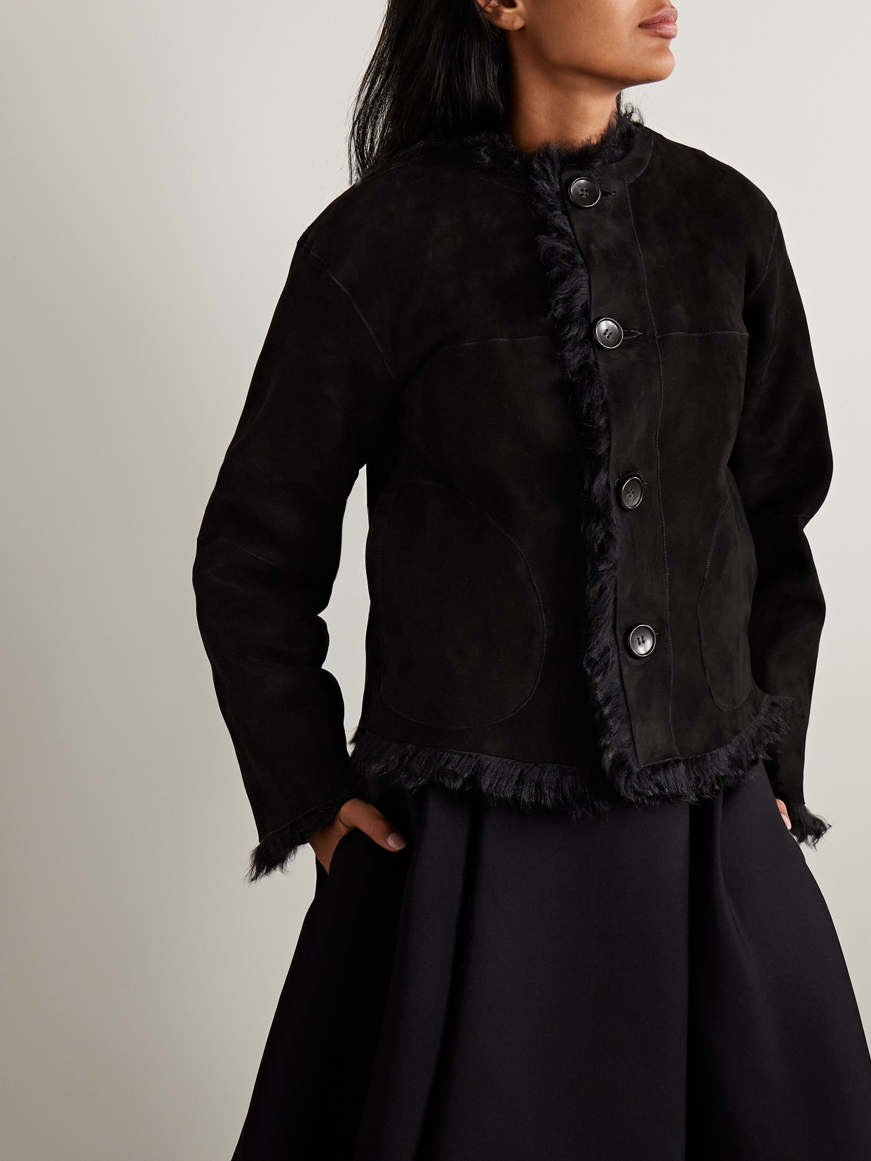 Ulla Johnson Irina Reversible Shearling Jacket In Black