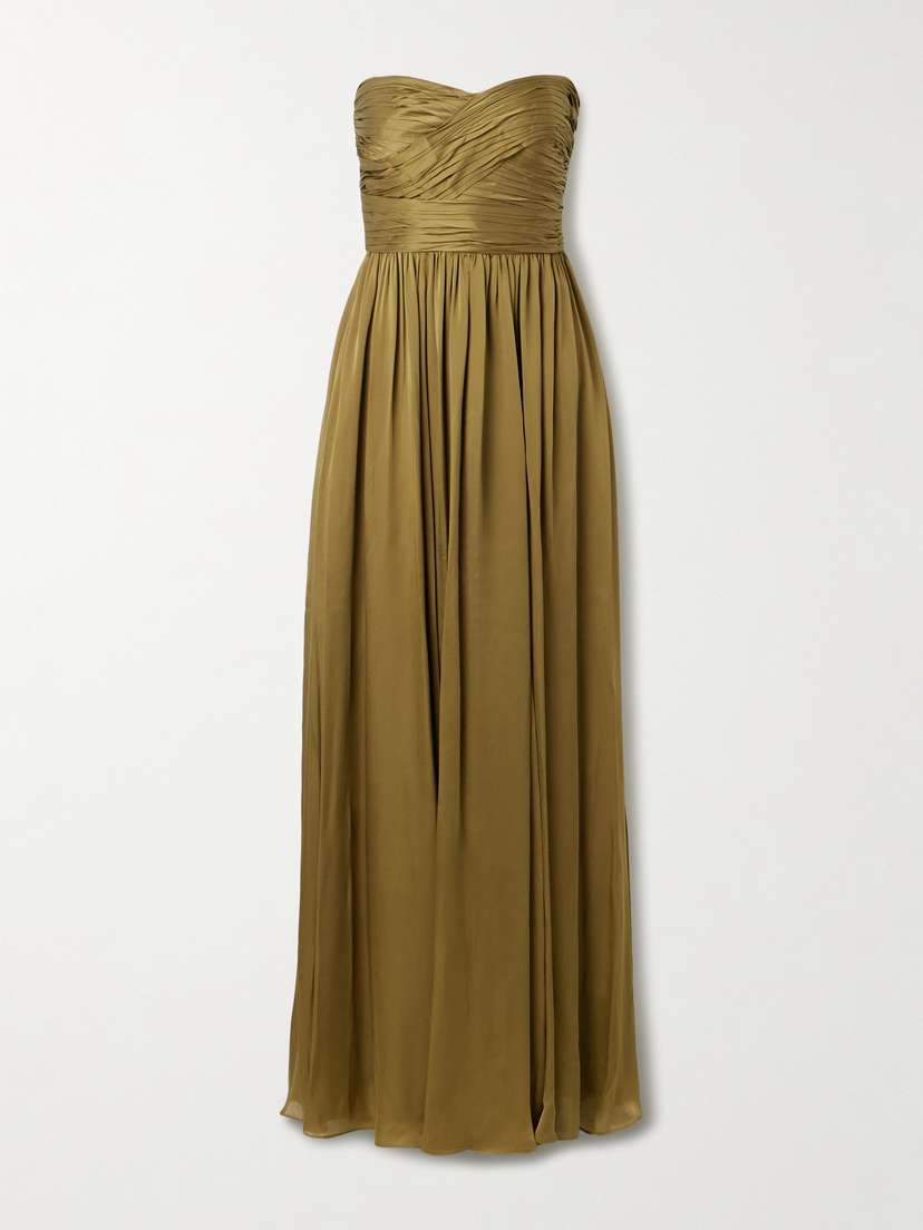 Ulla Johnson Anastasia Strapless Gathered Silk-satin Gown