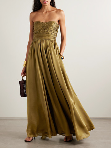 Ulla Johnson Anastasia strapless gathered silk-satin gown