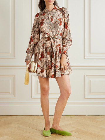 Ulla Johnson Simona belted ruffled floral-print silk crepe de chine mini dress