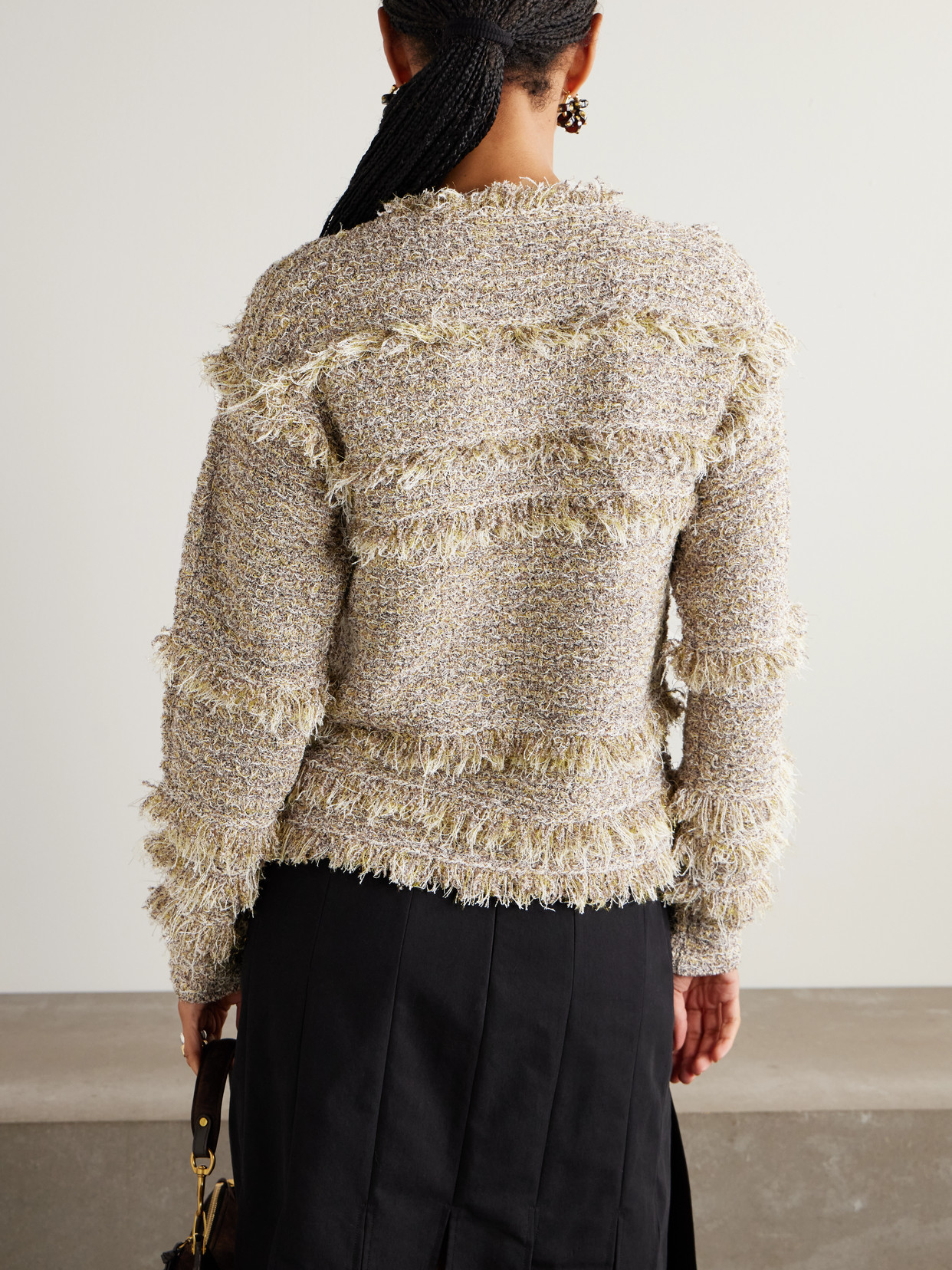 Ulla Johnson Frayed Metallic Tweed Sweater In Neutral