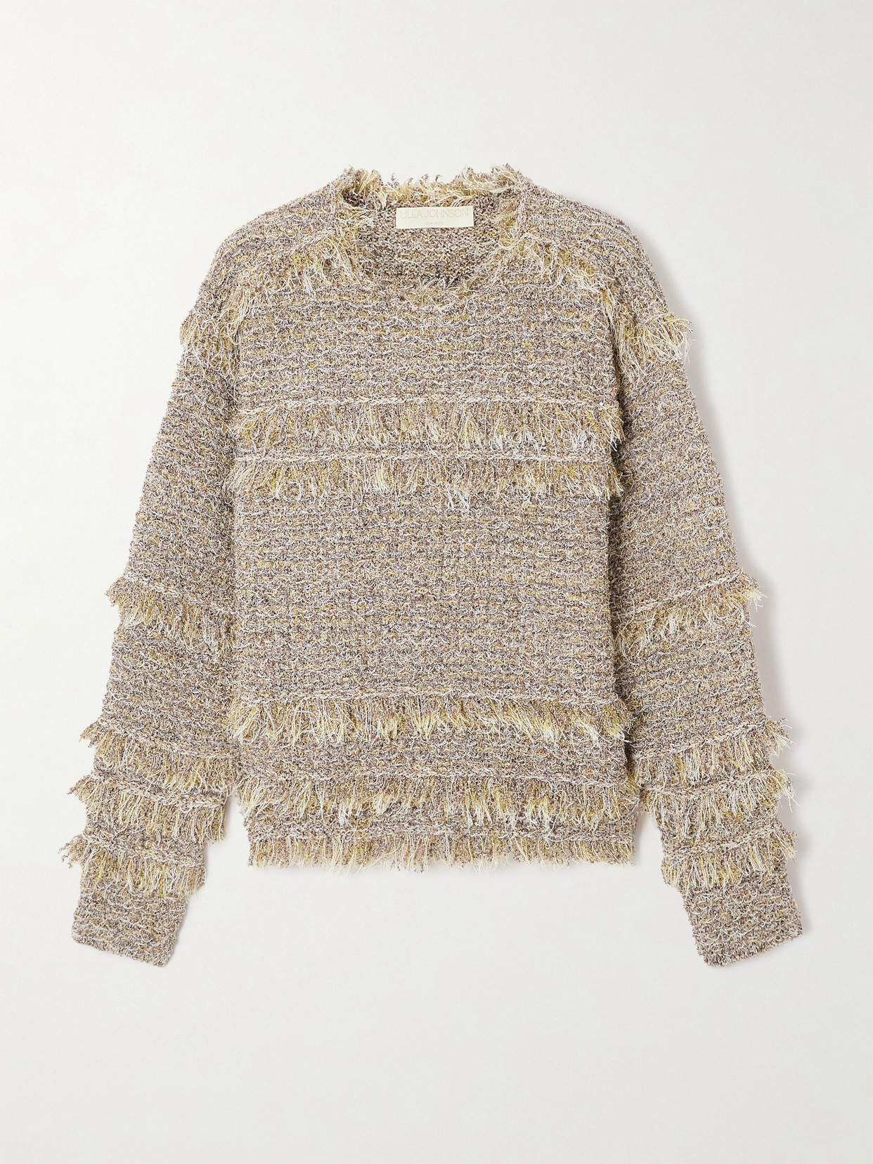 Ulla Johnson Frayed Metallic Tweed Sweater In Gray