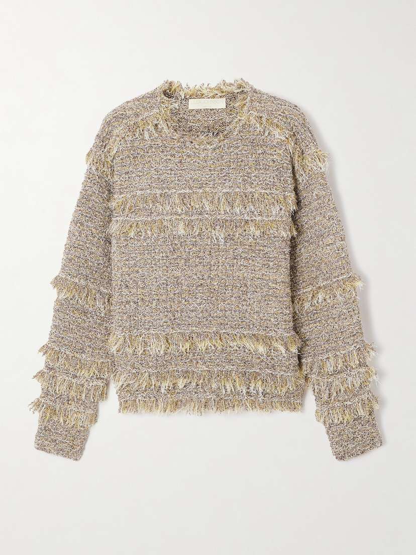 Ulla Johnson Frayed Metallic Tweed Sweater