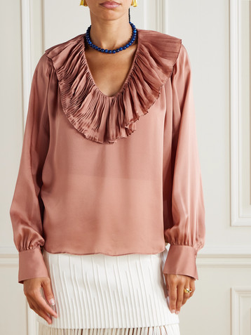 Ulla Johnson Pleated silk-satin blouse