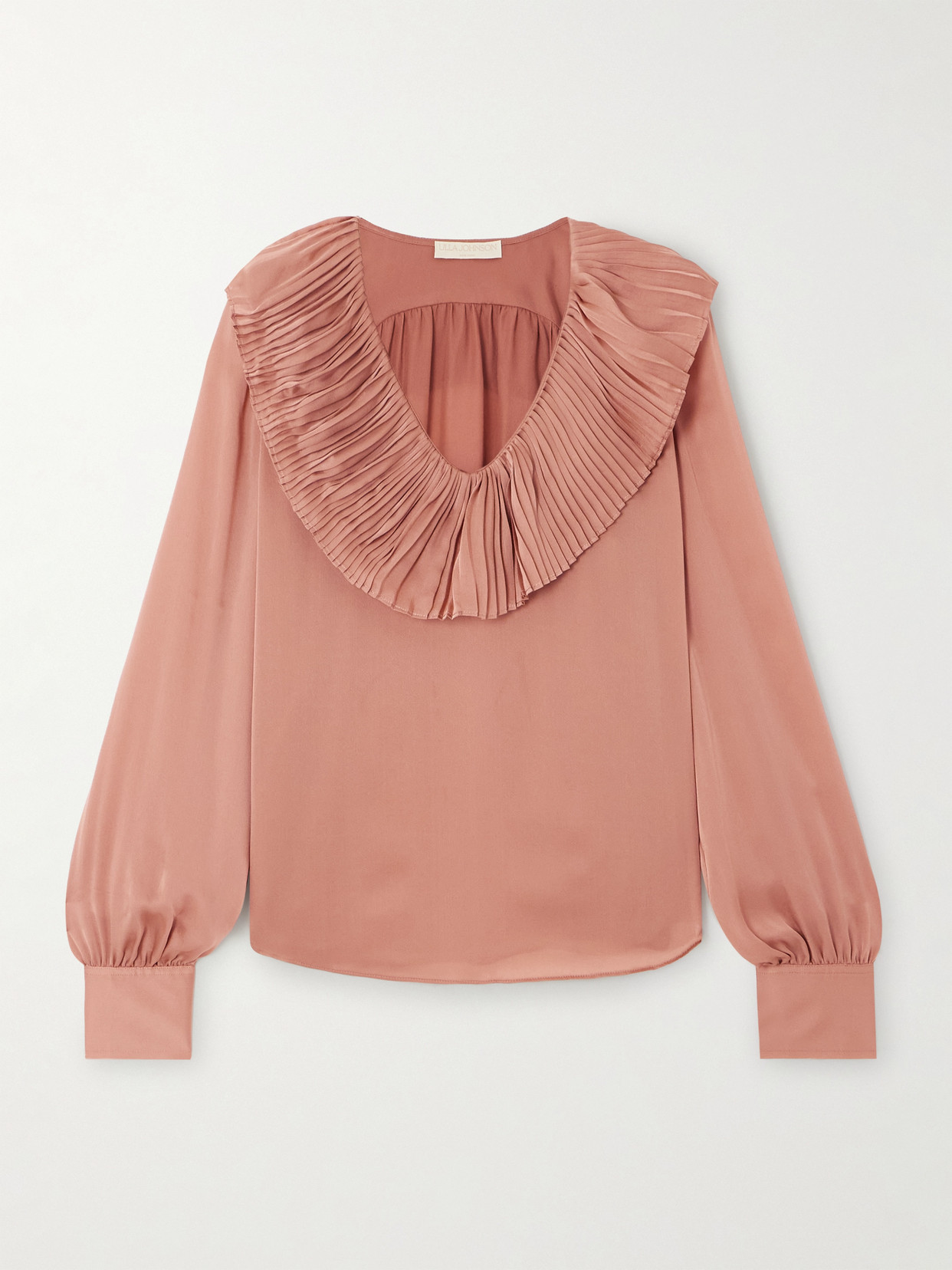 Ulla Johnson Pleated Silk-satin Blouse In Pink