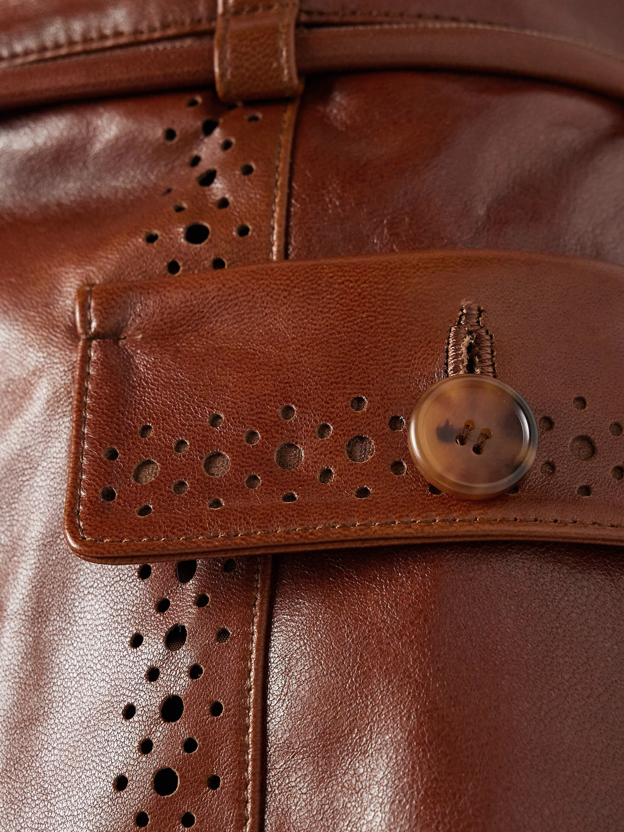 Ulla Johnson Luna Belted Laser-cut Leather Mini Skirt In Brown