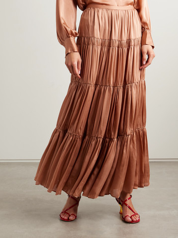 Ulla Johnson Gaelle tiered gathered silk maxi skirt