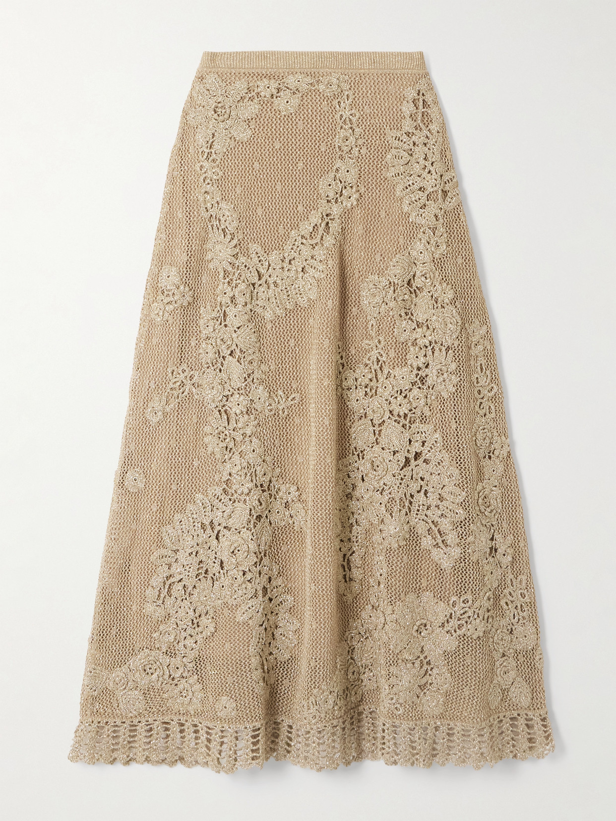 Ulla Johnson Aria Metallic Crocheted Maxi Skirt In Neutral