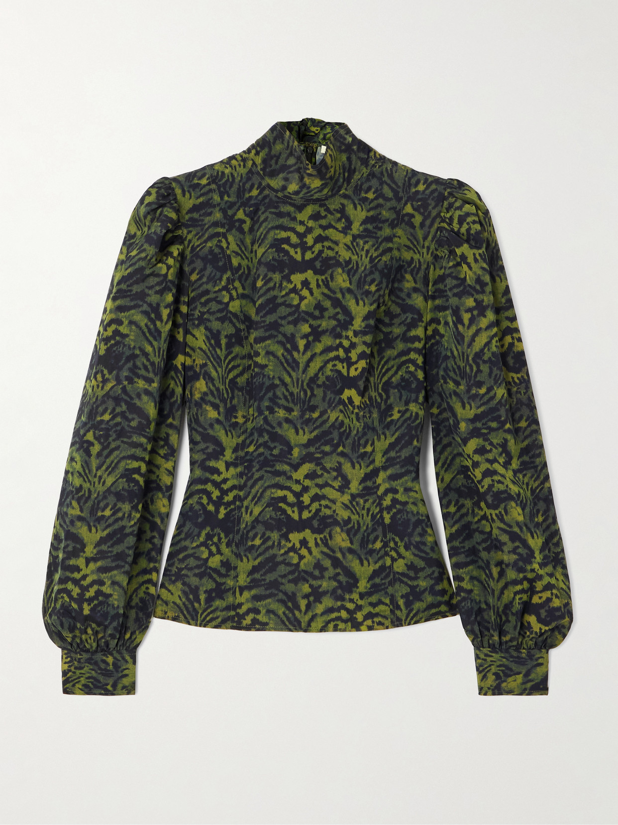 Ulla Johnson Giorgia Printed Poplin Blouse In Green