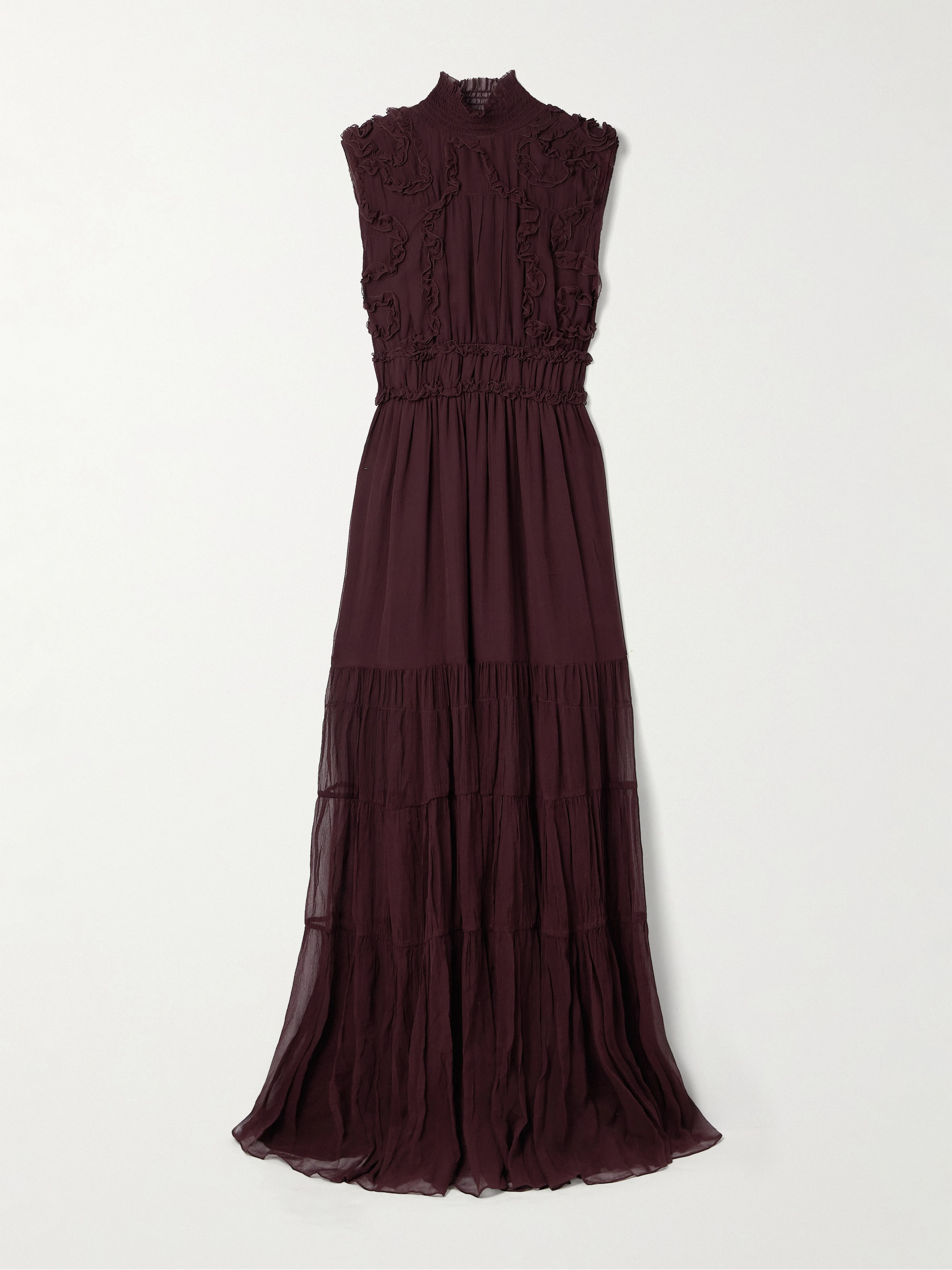 Ulla Johnson Verona ruffled smocked silk-crepon gown