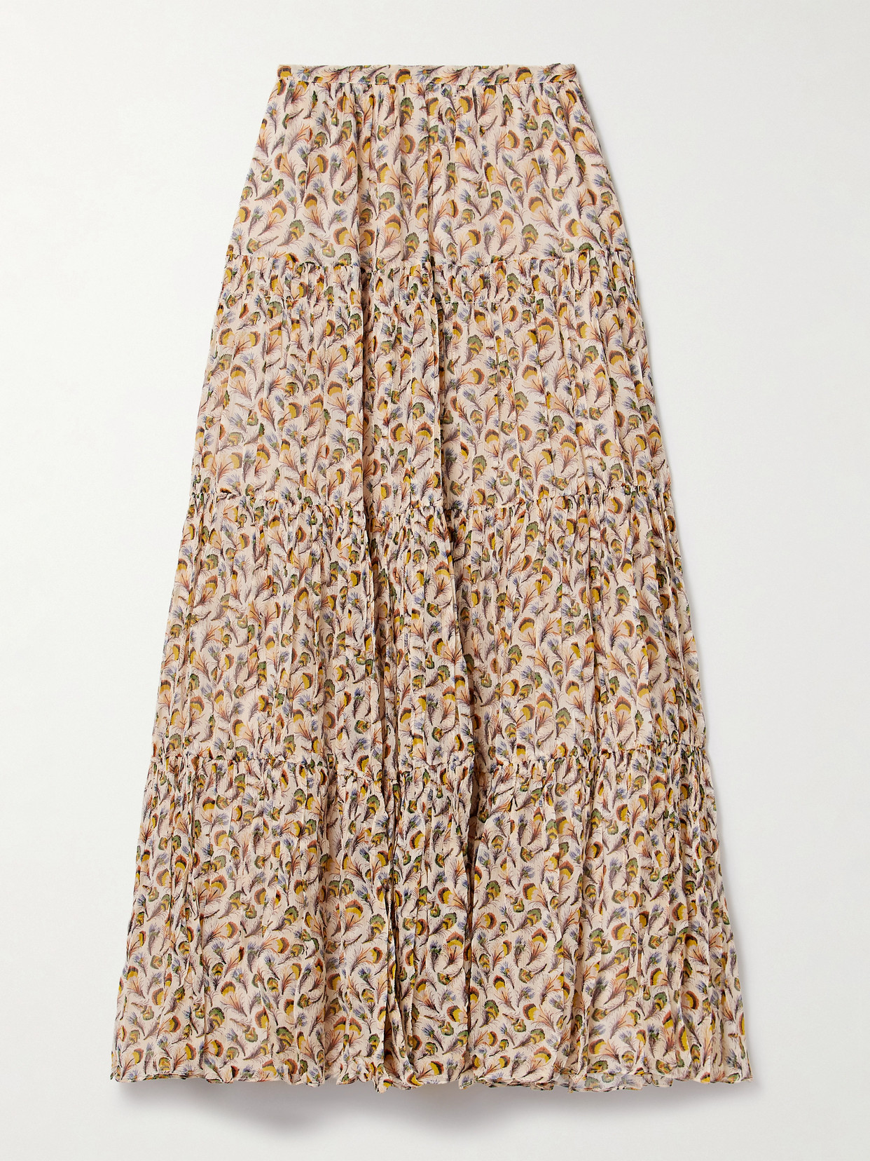 Ulla Johnson Gaelle Tiered Printed Silk-crepon Maxi Skirt In White
