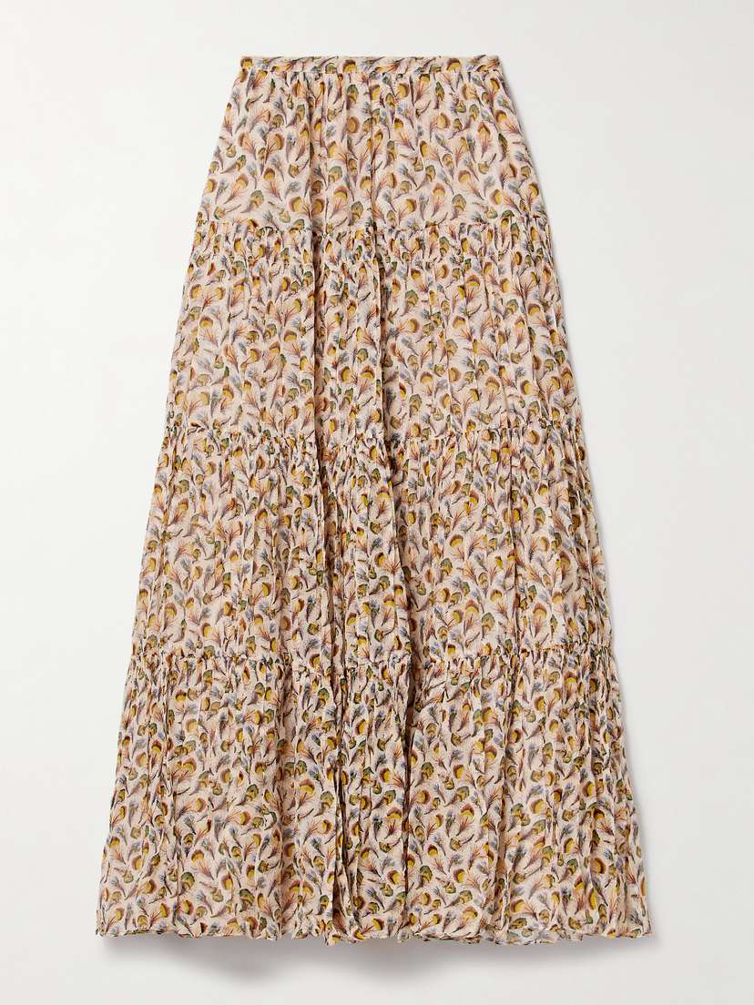 Ulla Johnson Gaelle Tiered Printed Silk-crepon Maxi Skirt