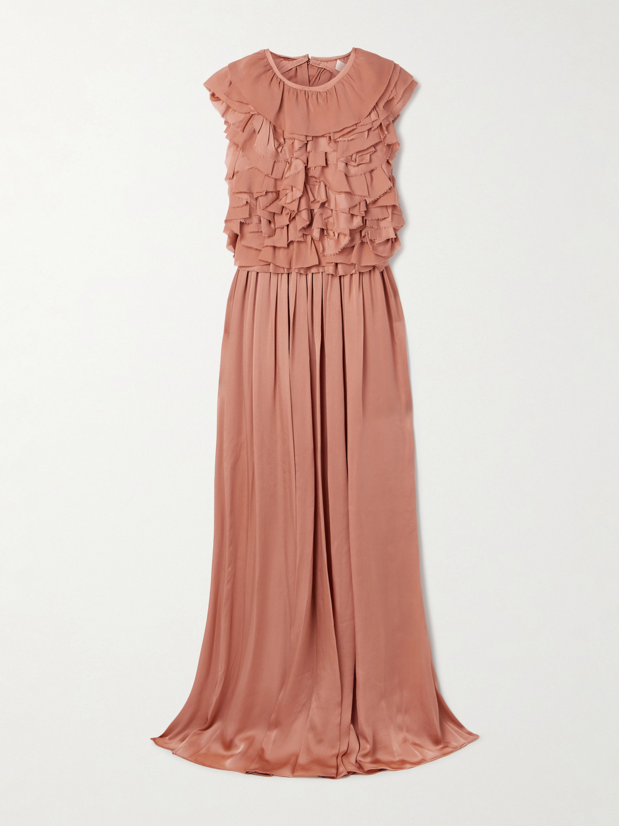 Ulla Johnson Byzantine Open-back Ruffled Silk-satin And Chiffon Maxi Dress In Pink
