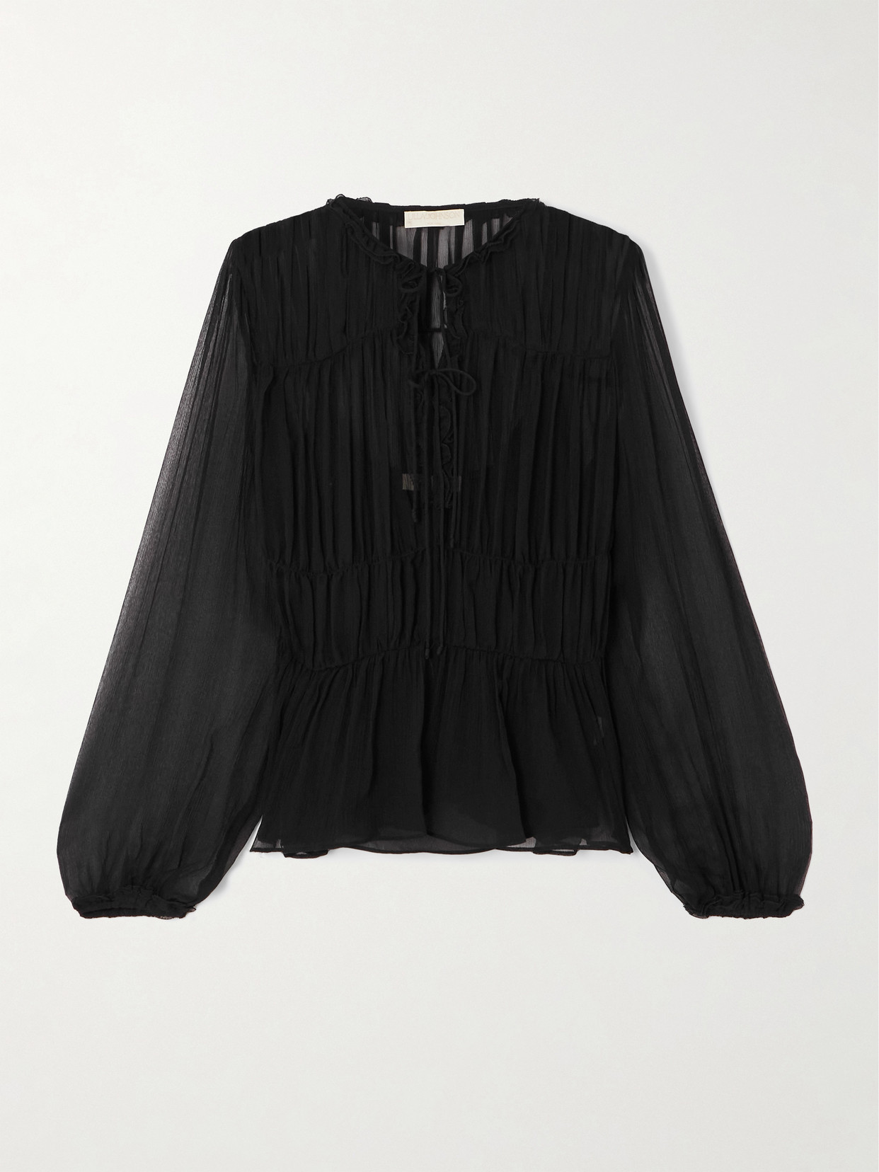 Ulla Johnson Gathered Silk-crepon Blouse In Black