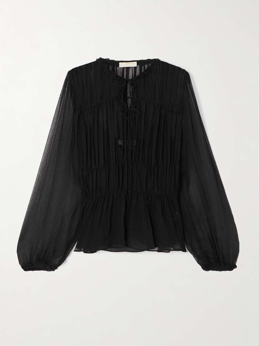 Ulla Johnson Gathered Silk-crepon Blouse