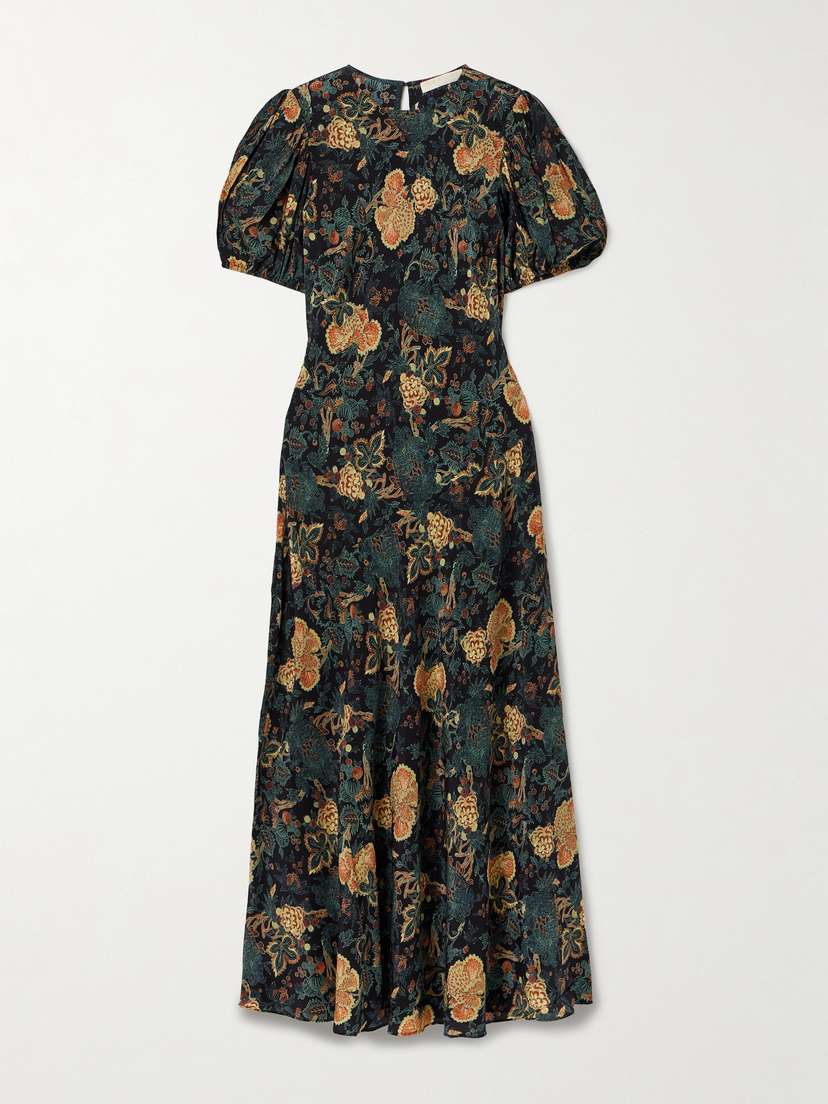 Ulla Johnson Ines Floral-print Silk Crepe De Chine Midi Dress