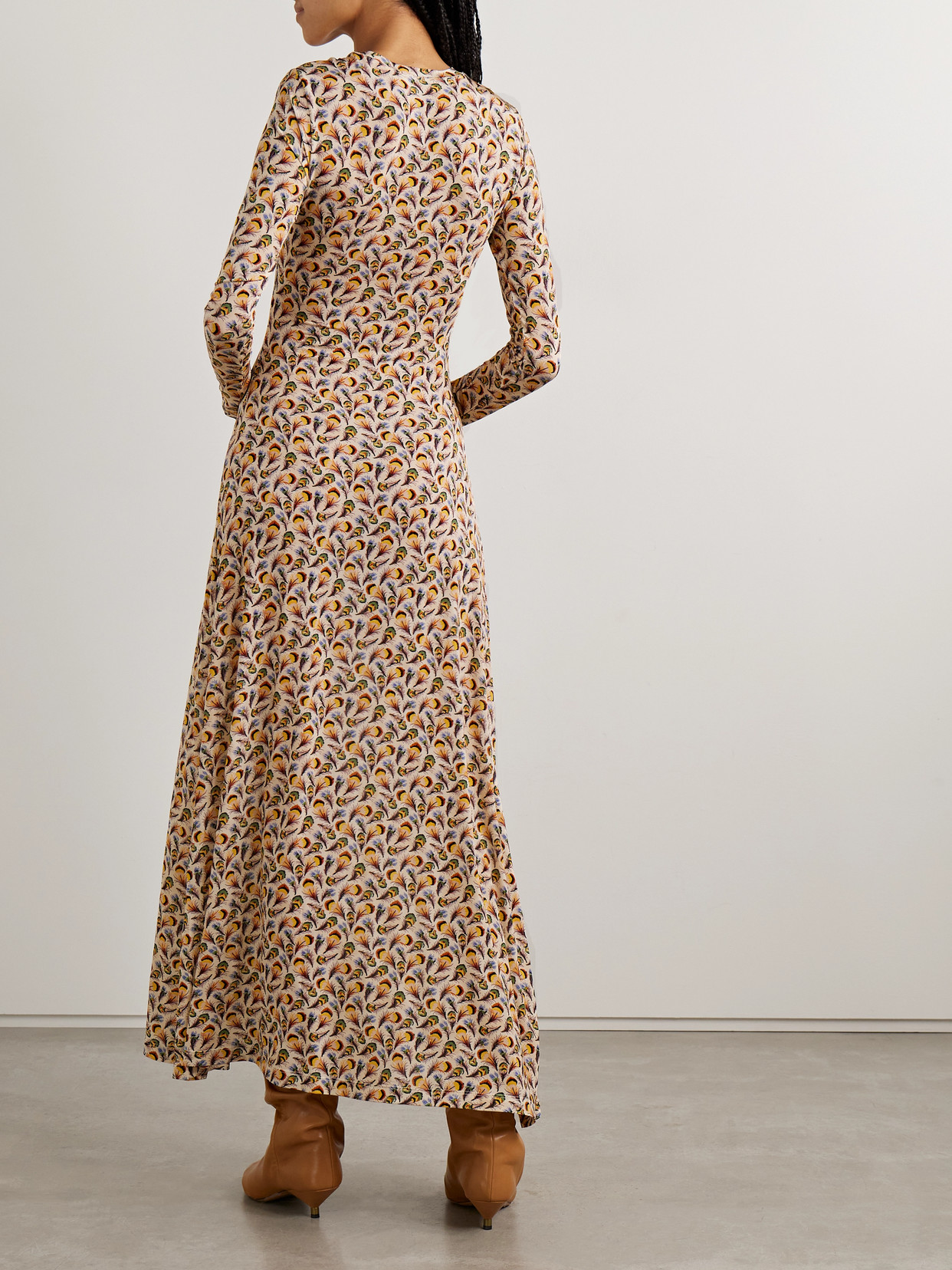 Ulla Johnson Amari Printed Stretch-jersey Maxi Dress In Brown