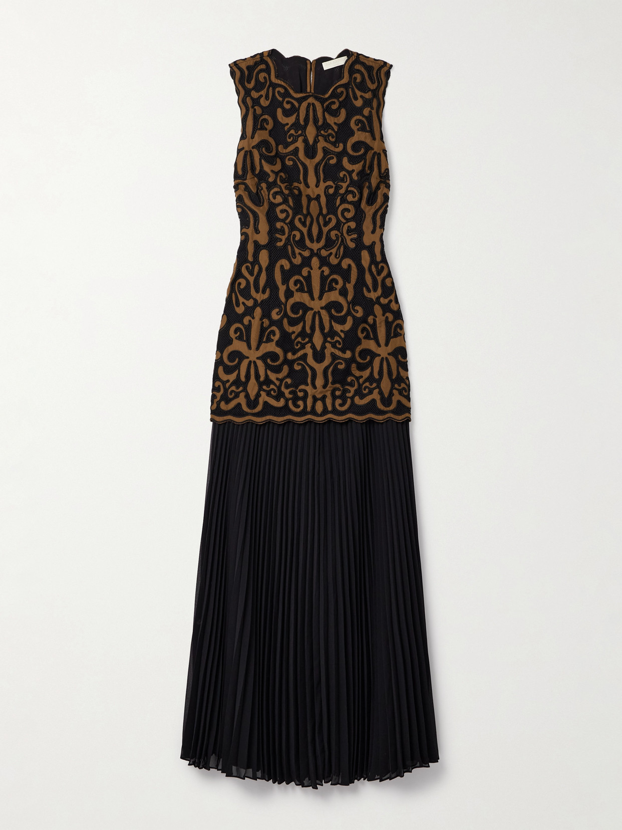 Ulla Johnson - Auryn Layered Appliquéd Taffeta, Mesh And Pleated Silk-chiffon Midi Dress - Brown