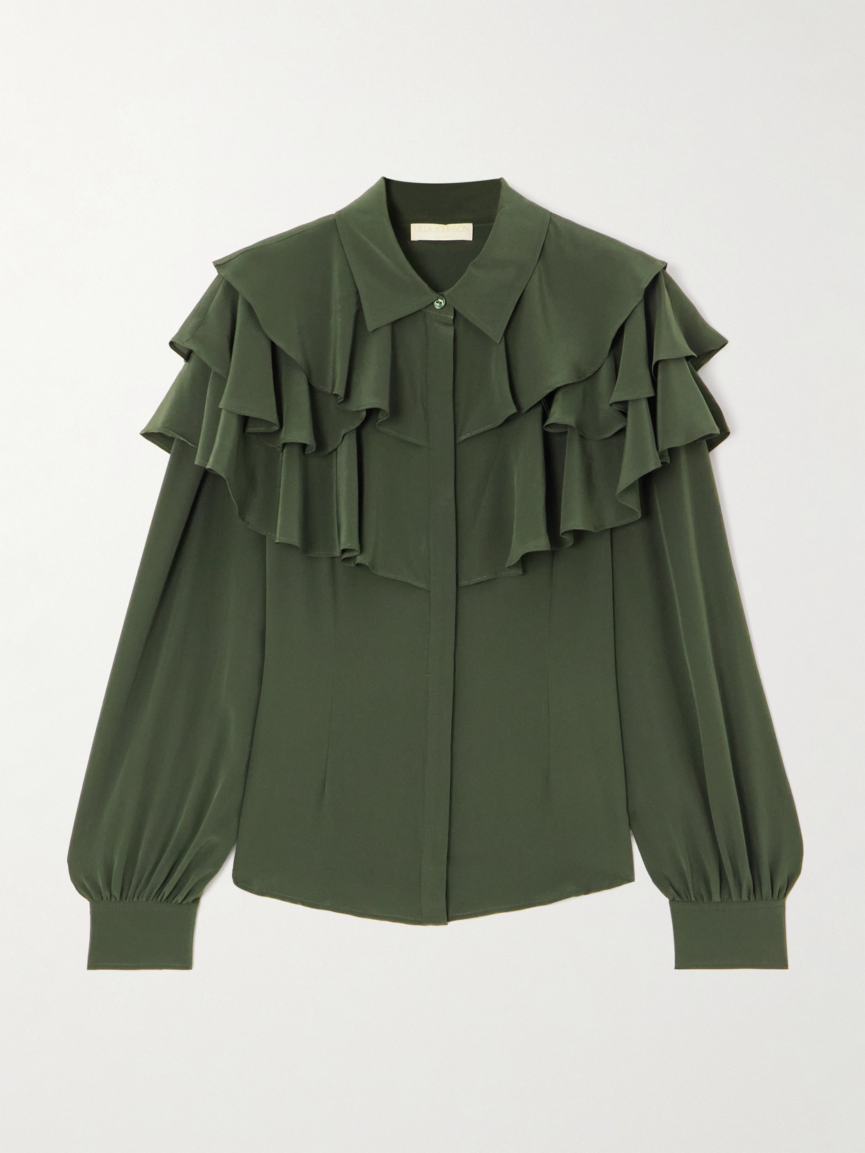 Ulla Johnson Liliana Ruffled Silk Blouse In Green