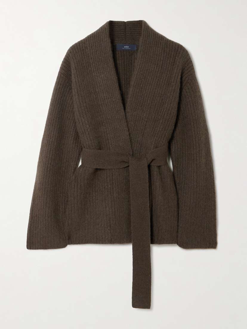 Arch4 Sasha Belted Ribbed Cashmere Cardigan