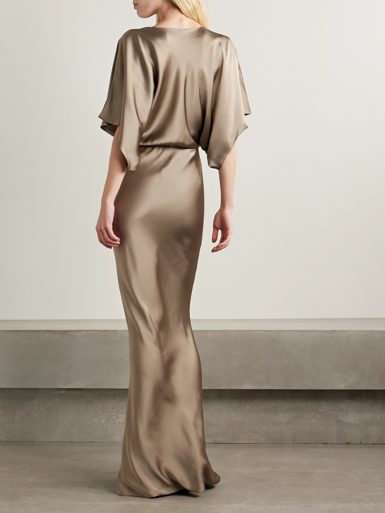 Norma Kamali Obie Satin Gown In Neutral