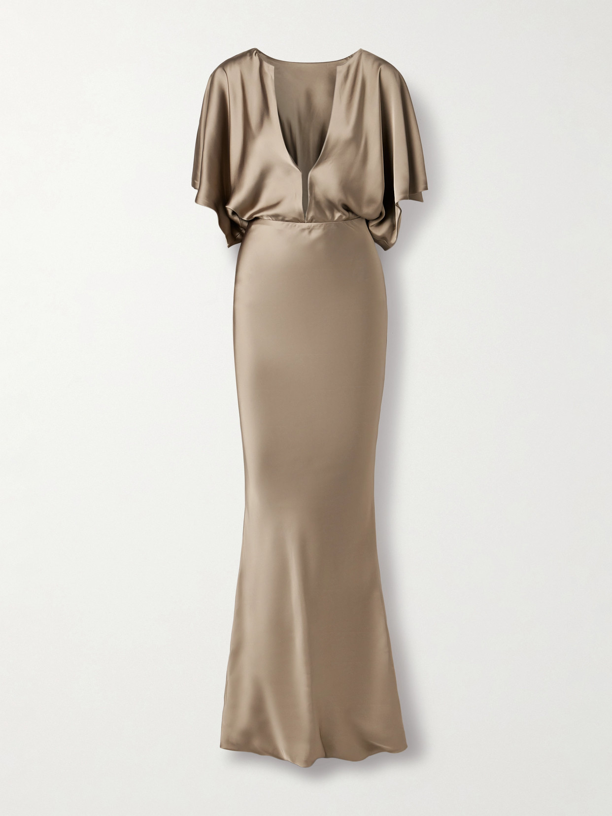 Norma Kamali Obie Satin Gown In Neutral