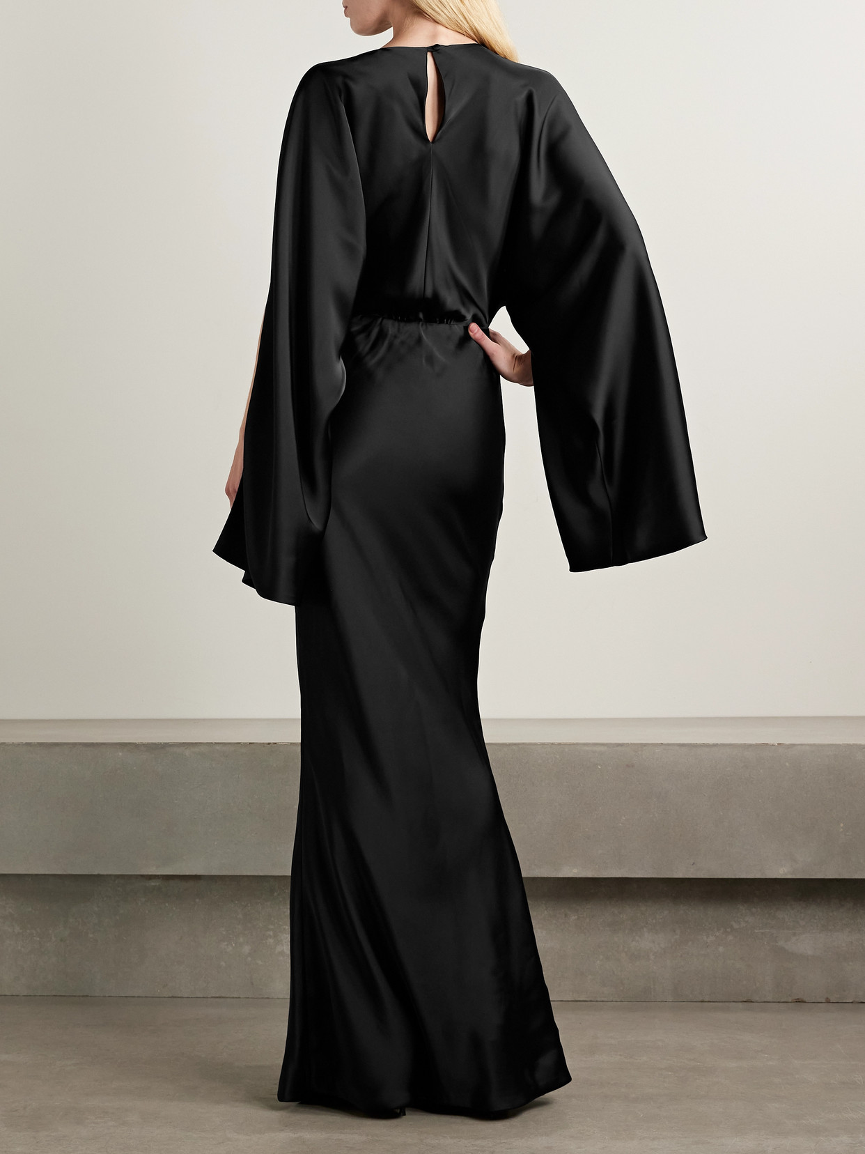 Norma Kamali Obie Satin Gown In Black