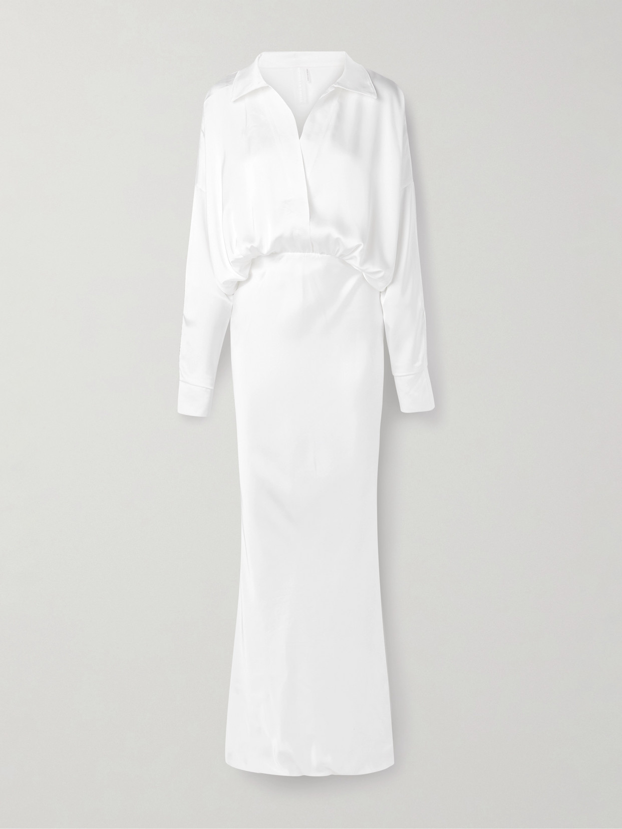 Norma Kamali Draped Satin Gown In White