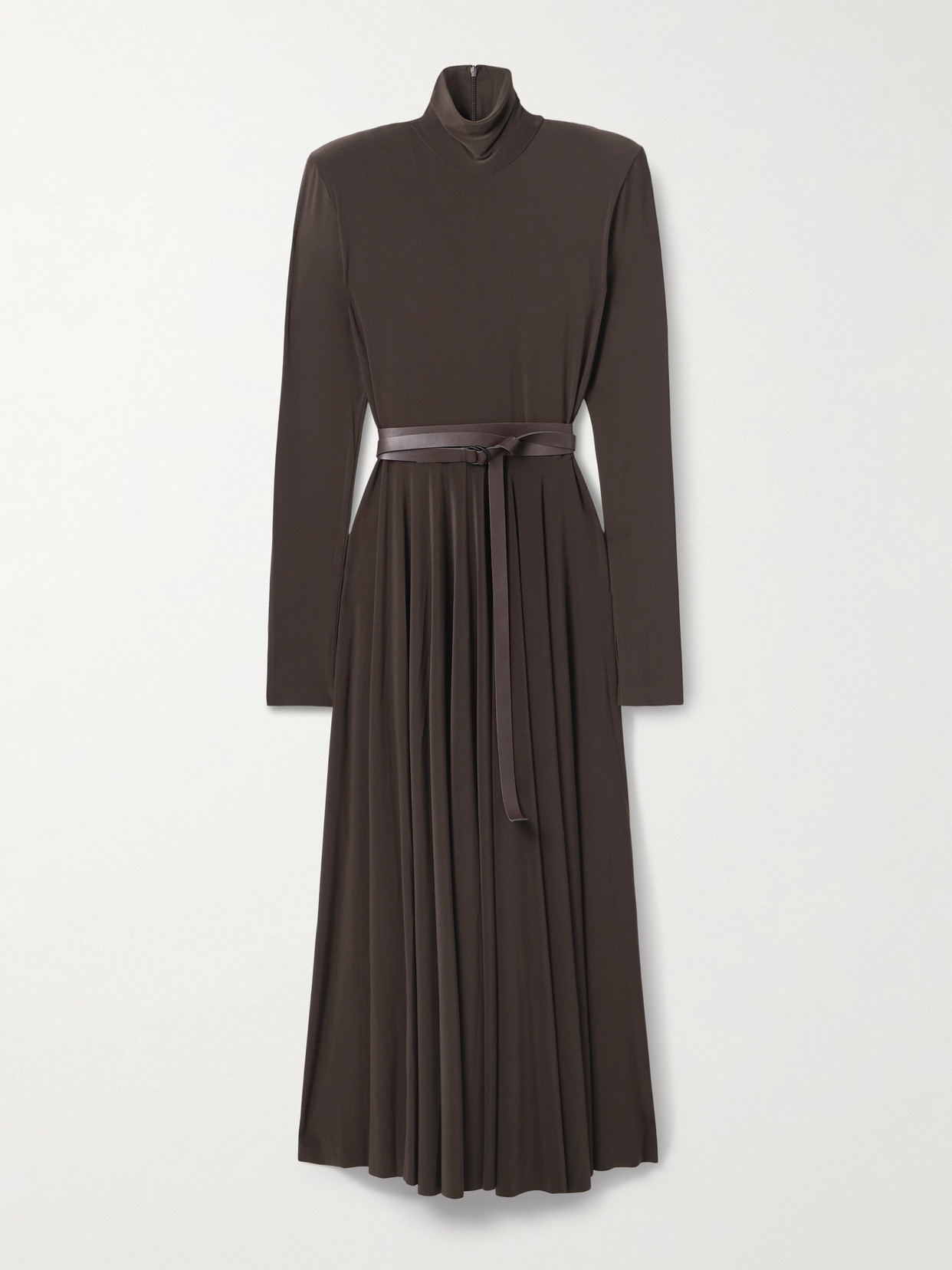 Norma Kamali Belted Stretch-jersey Turtleneck Midi Dress In Multi