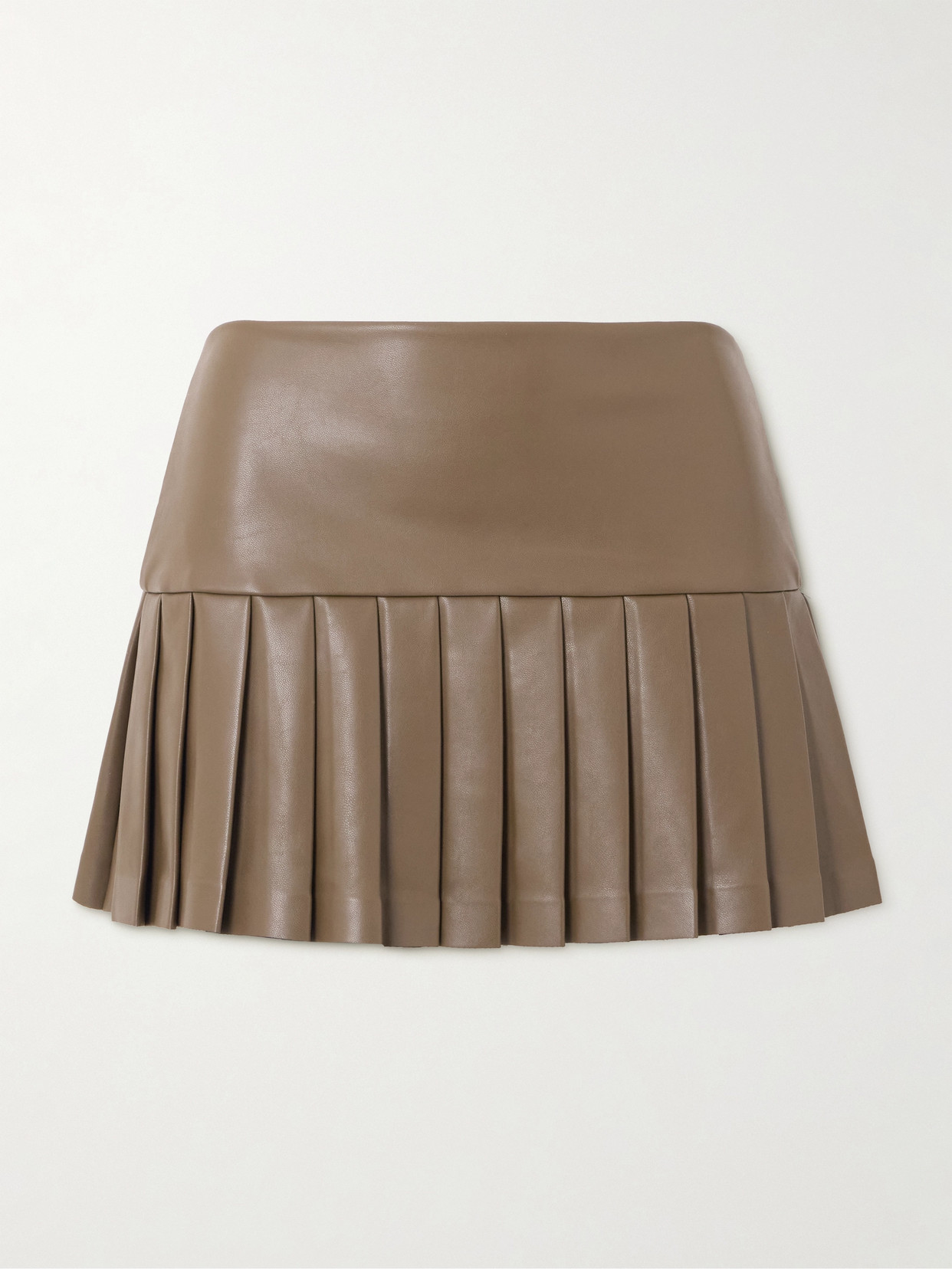 Norma Kamali Pleated Vegan Mini Skirt In Brown