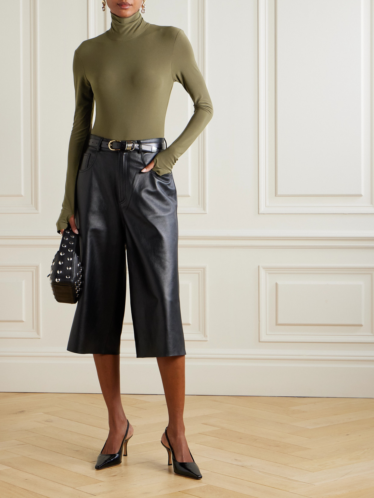 Norma Kamali Stretch-jersey Turtleneck Bodysuit In Green