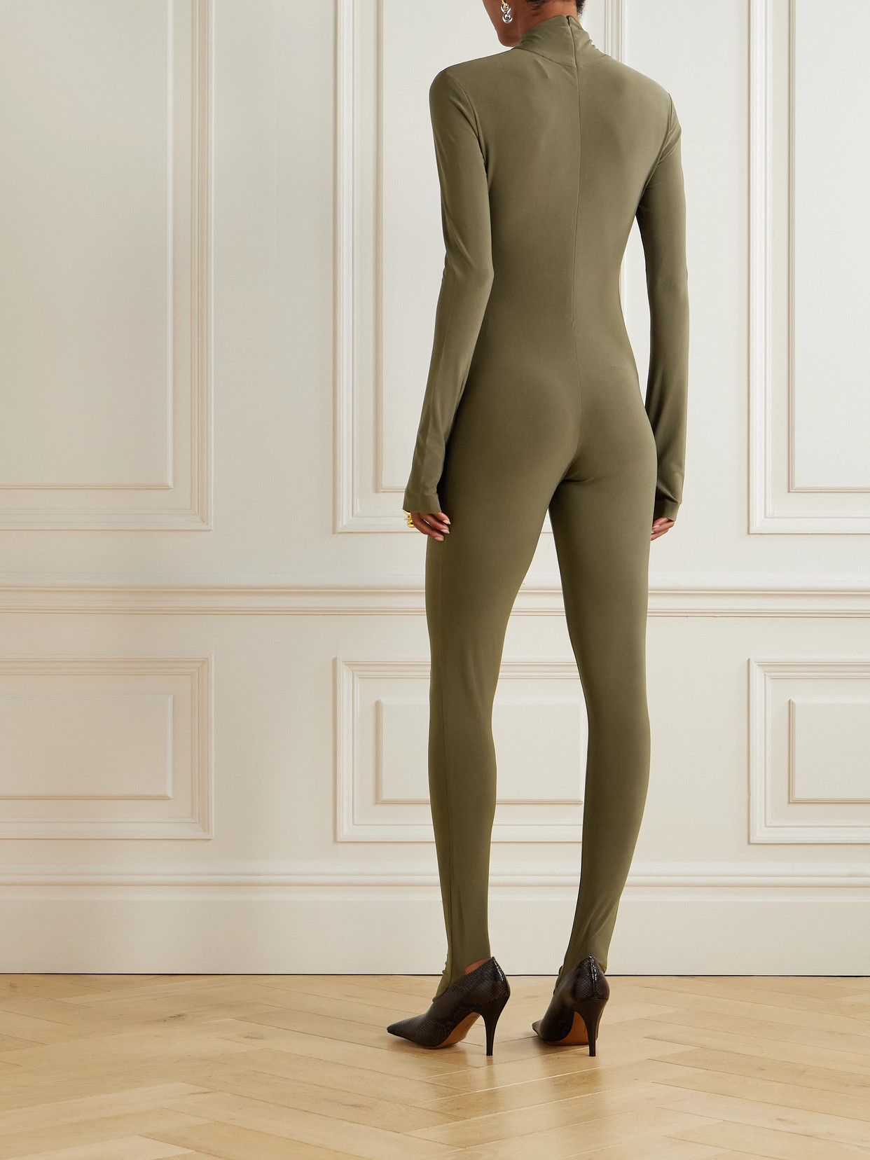 Norma Kamali Stretch-jersey Turtleneck Jumpsuit In Green