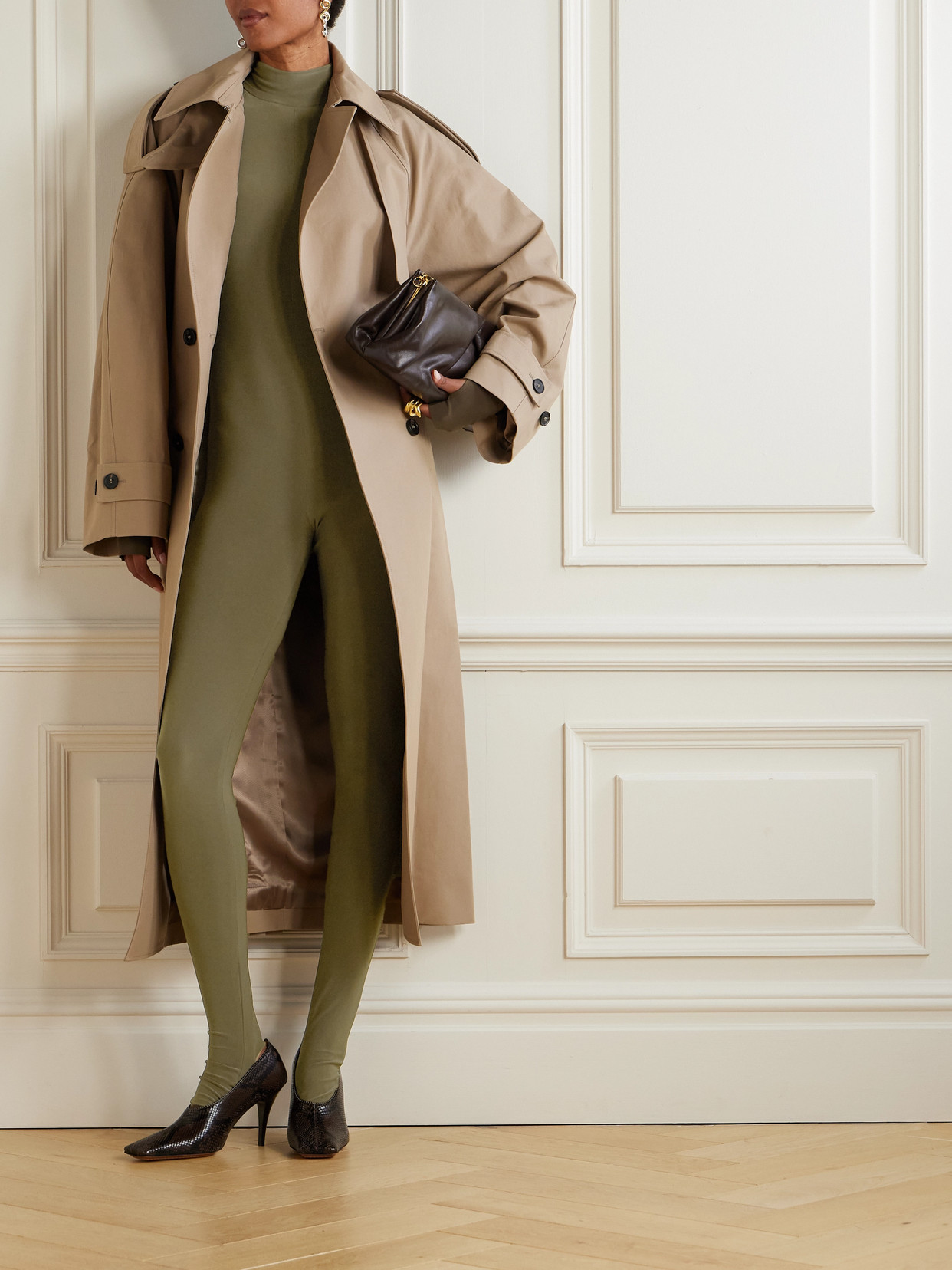 Norma Kamali Stretch-jersey Turtleneck Jumpsuit In Green