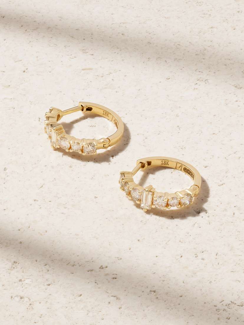 Ileana Makri Rivulet Spread 18-karat Gold Diamond Hoop Earrings